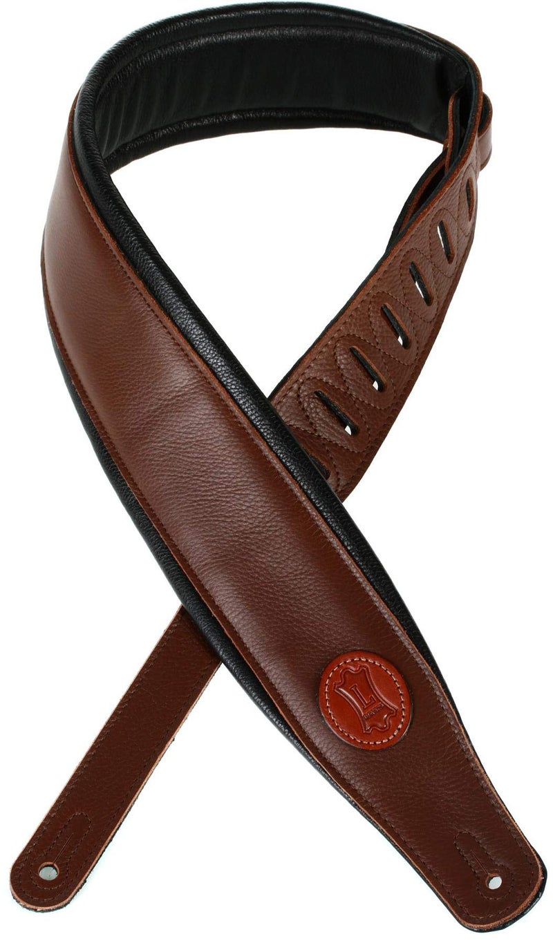 Levy's Leathers 3" Signature Series Leather Guitar Strap with Foam Padding and Leather Backing; Brown (MSS2-BRN)